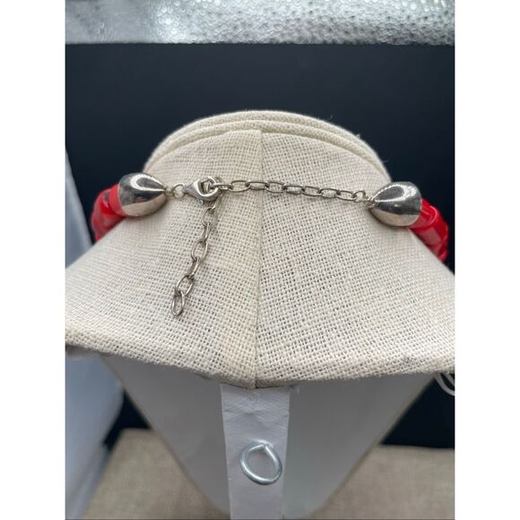 Vintage Red Bamboo Coral Style Chunky Beaded Necklace Red Chunky - Picture 3 of 9